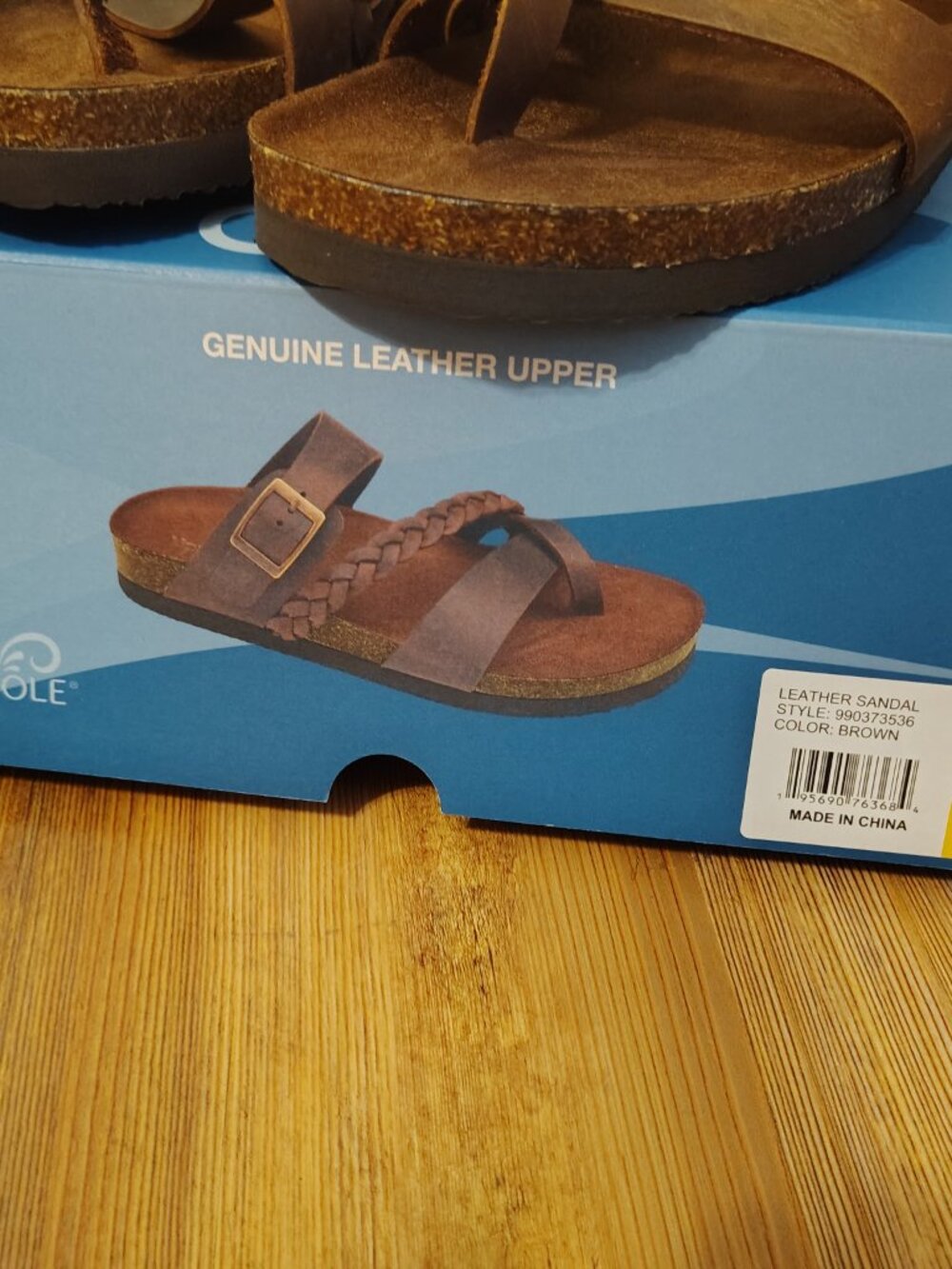 Mountain Sole Women's Dark Brown Braided Leather Footbed Sandals Size 8 NIB NWT - Picture 8 of 9